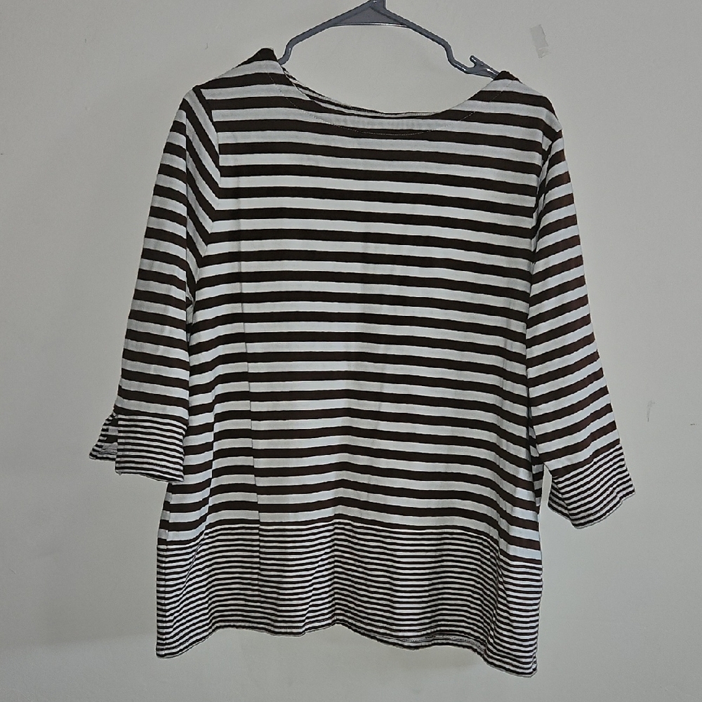J. Jill Brown & White Striped Top - XL